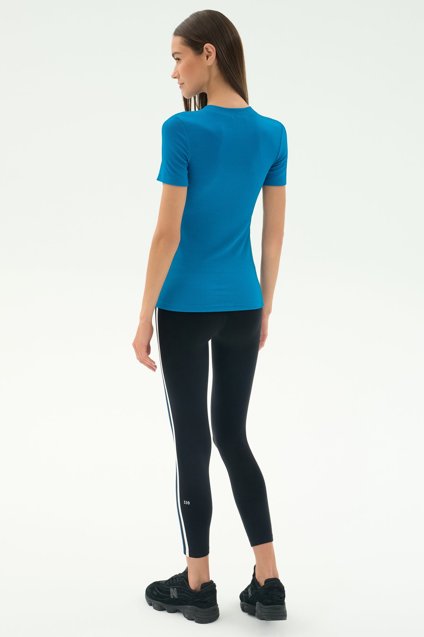 Louise Rib Short Sleeve - Stone Blue