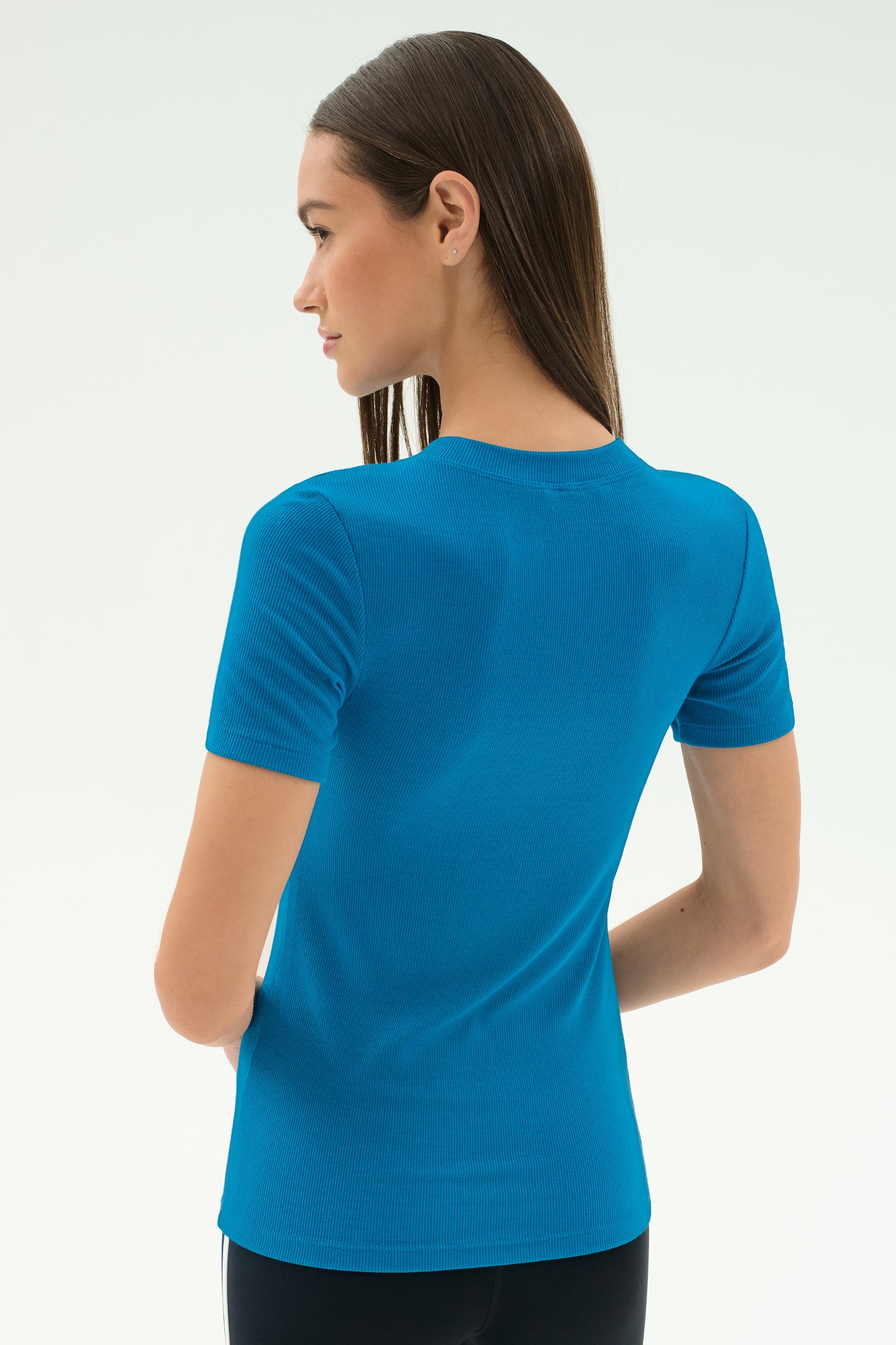 Louise Rib Short Sleeve - Stone Blue
