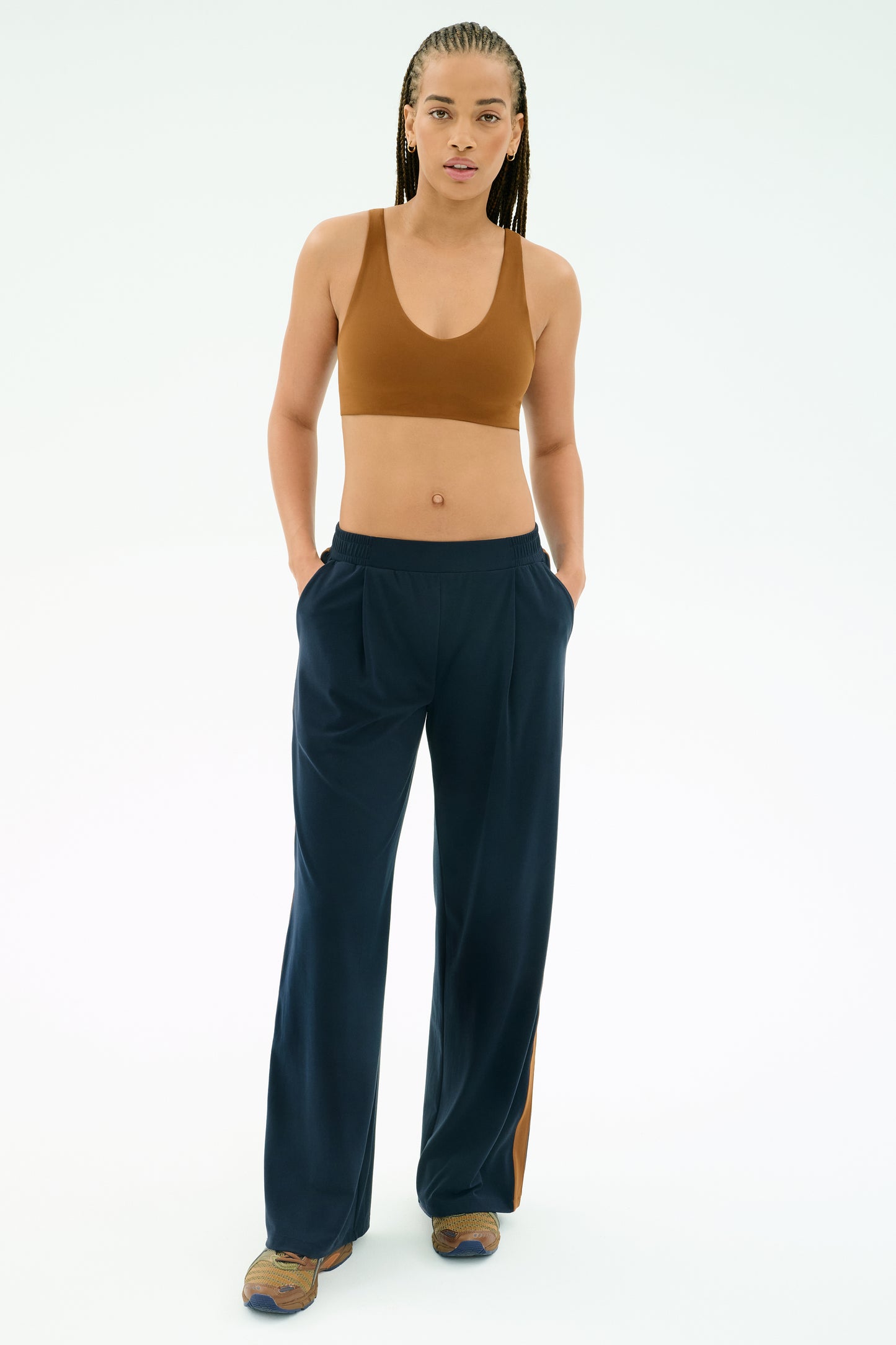 Luca Airweight Trouser with Stripe - Indigo/Honey