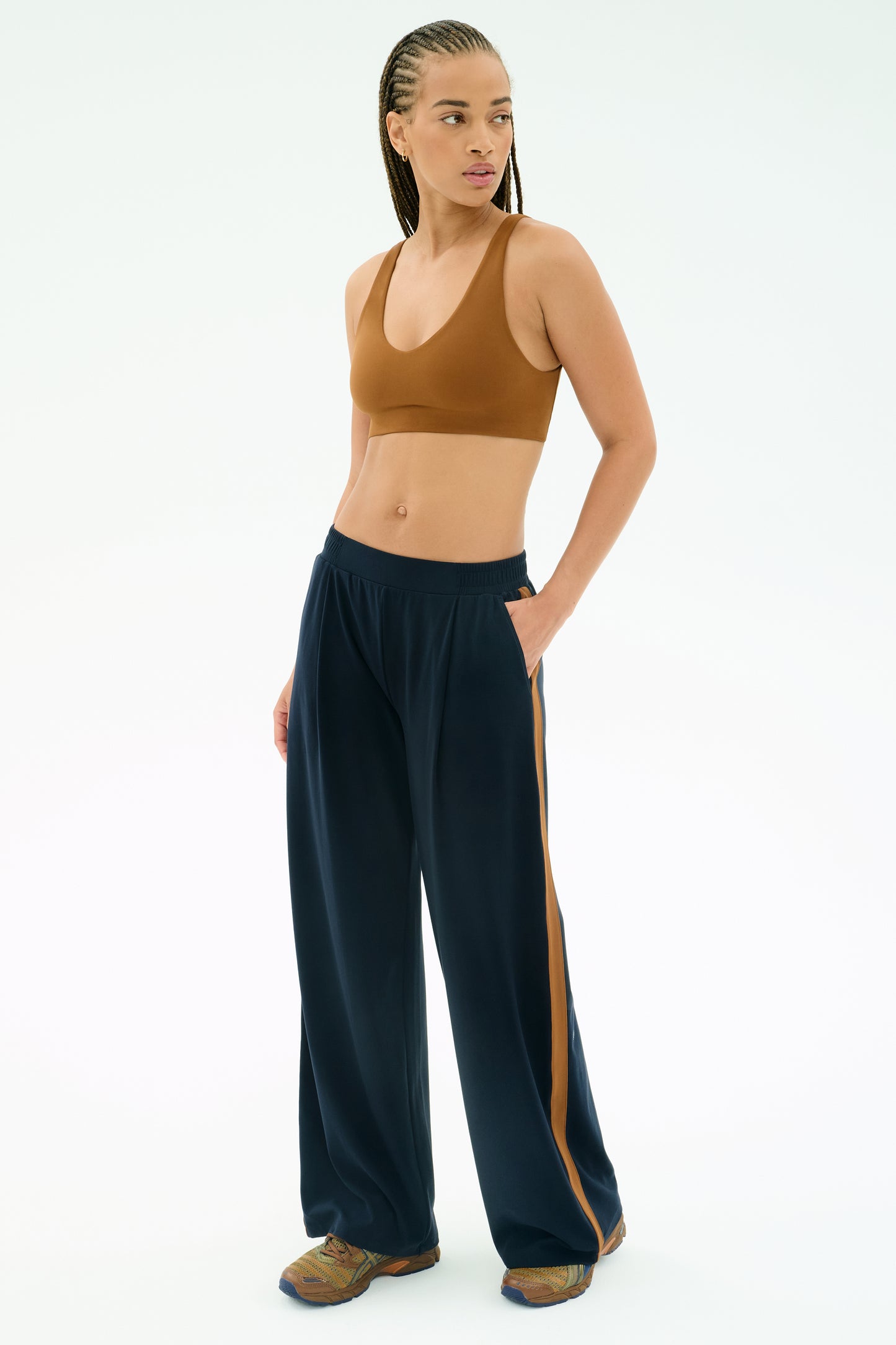 Luca Airweight Trouser with Stripe - Indigo/Honey