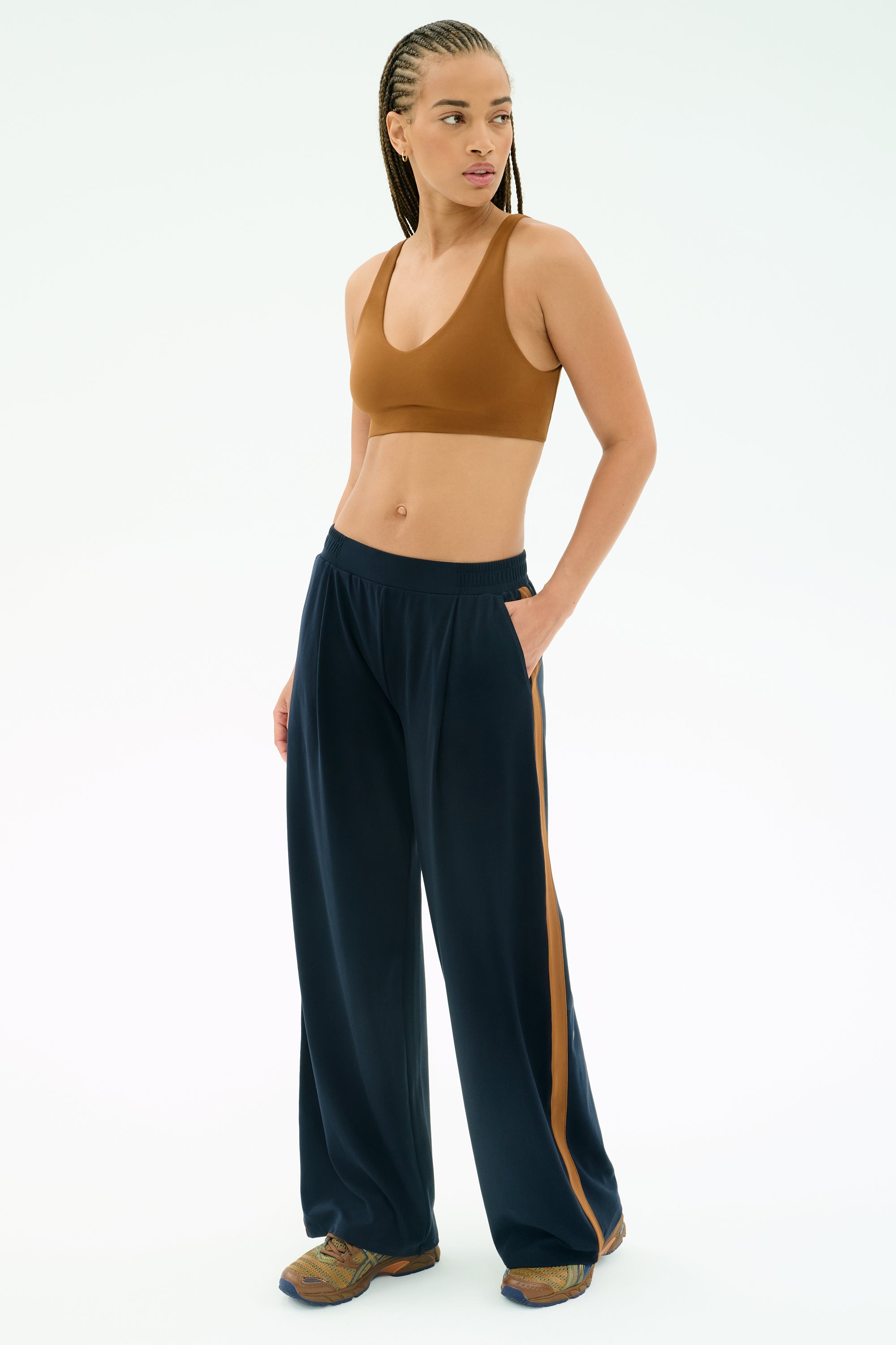 Luca Airweight Trouser with Stripe - Indigo/Honey