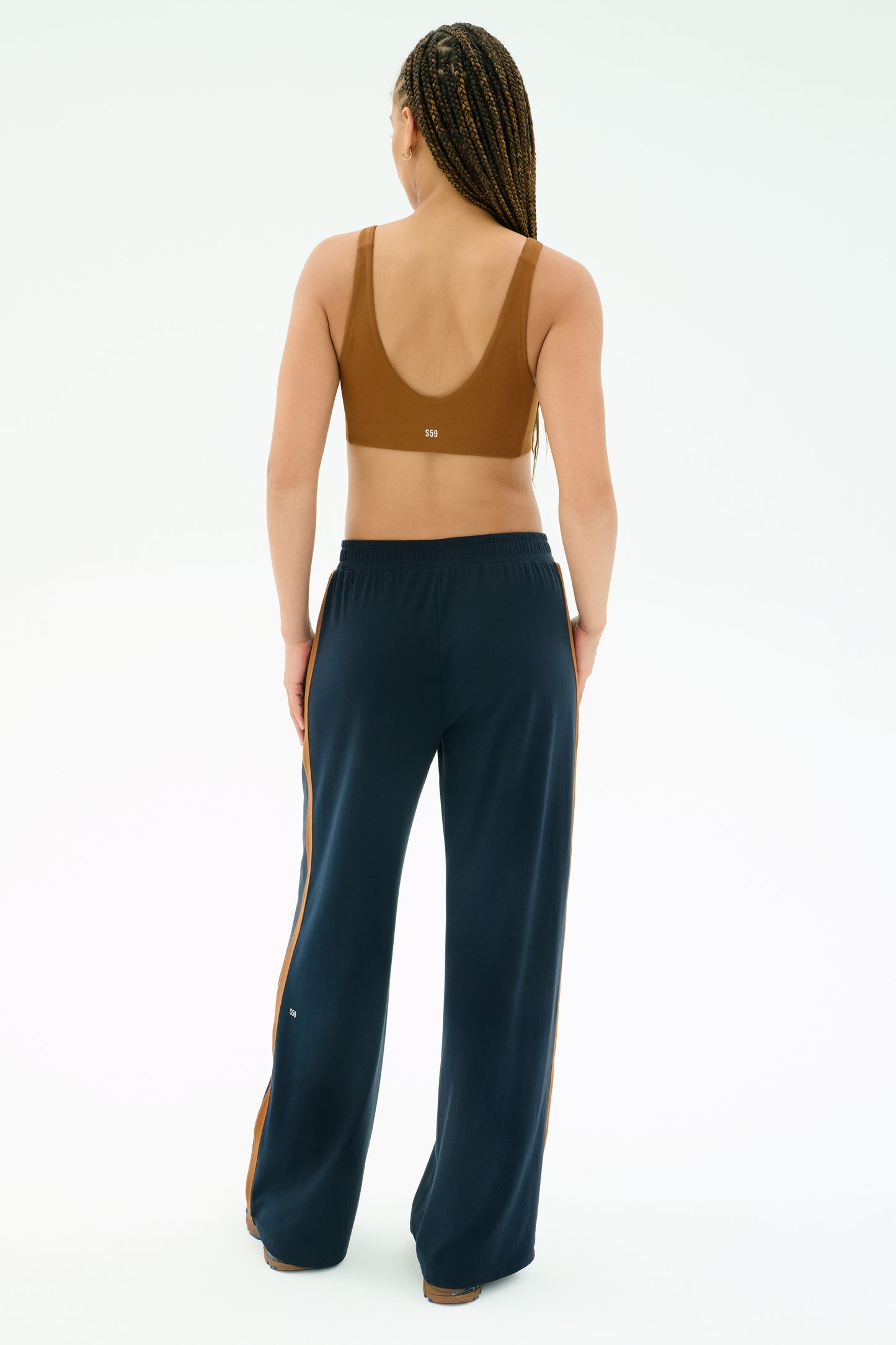 Luca Airweight Trouser with Stripe - Indigo/Honey