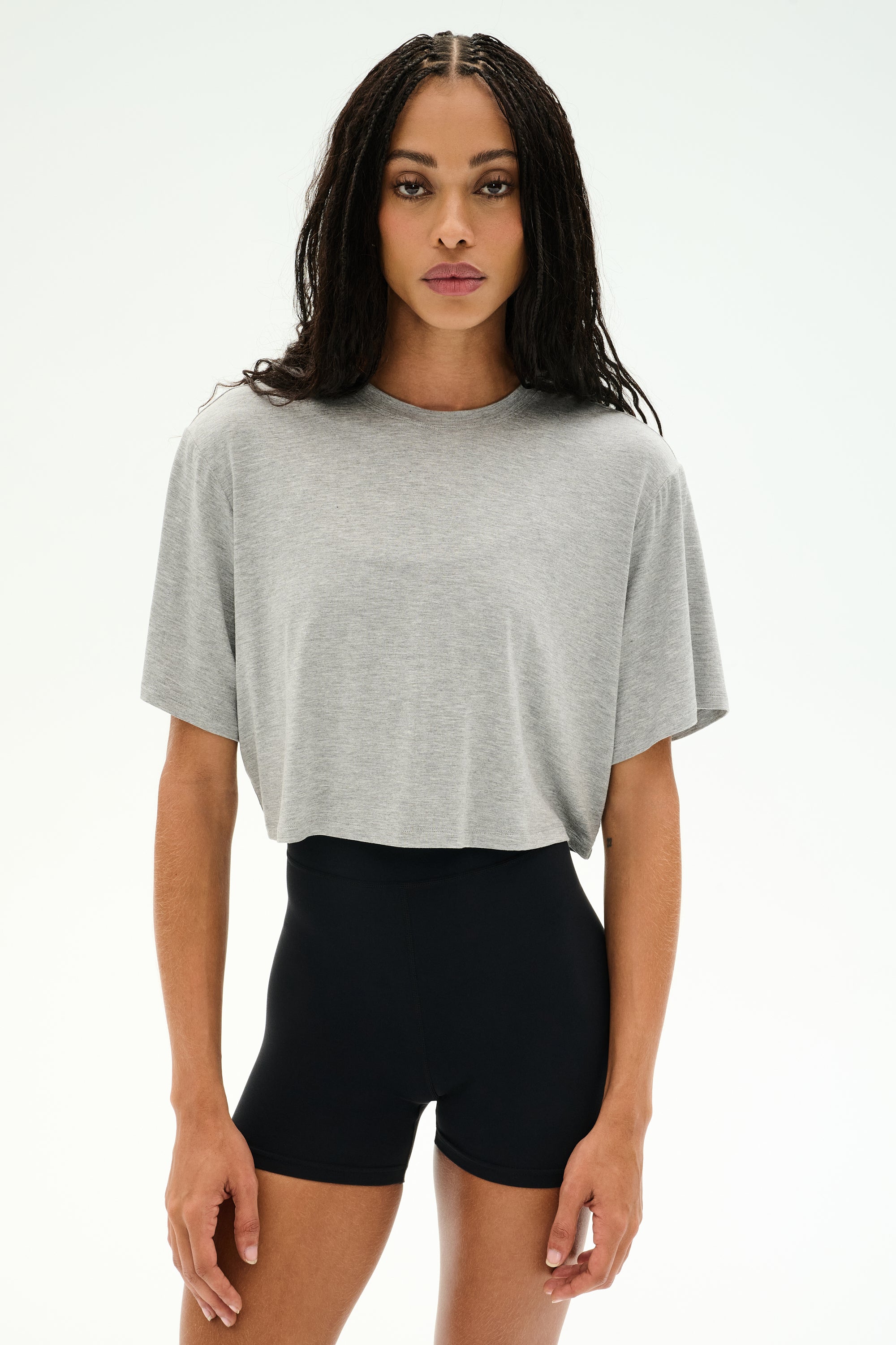 Djuna Oversized Crop Jersey Tee - Heather Grey – SPLITS59