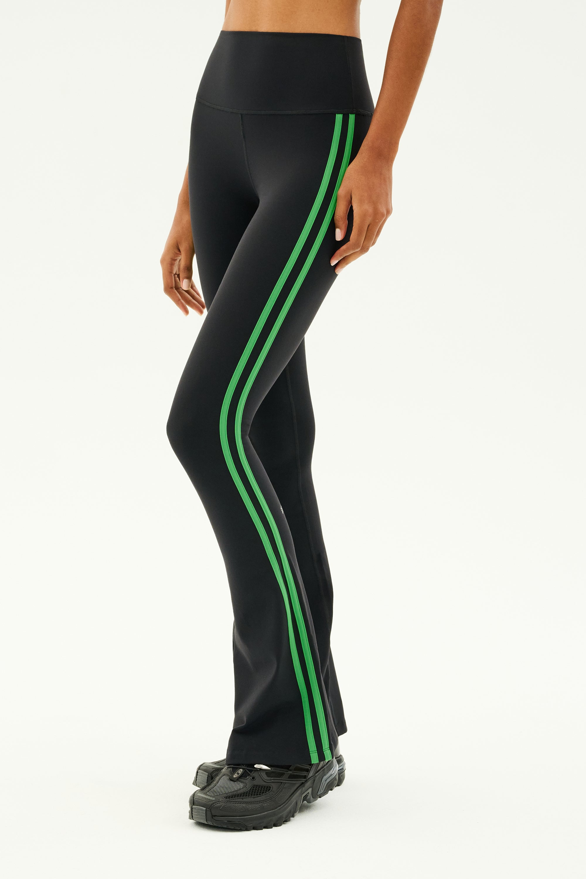 Workout Leggings Black Leggings With Stripe Down The Side White