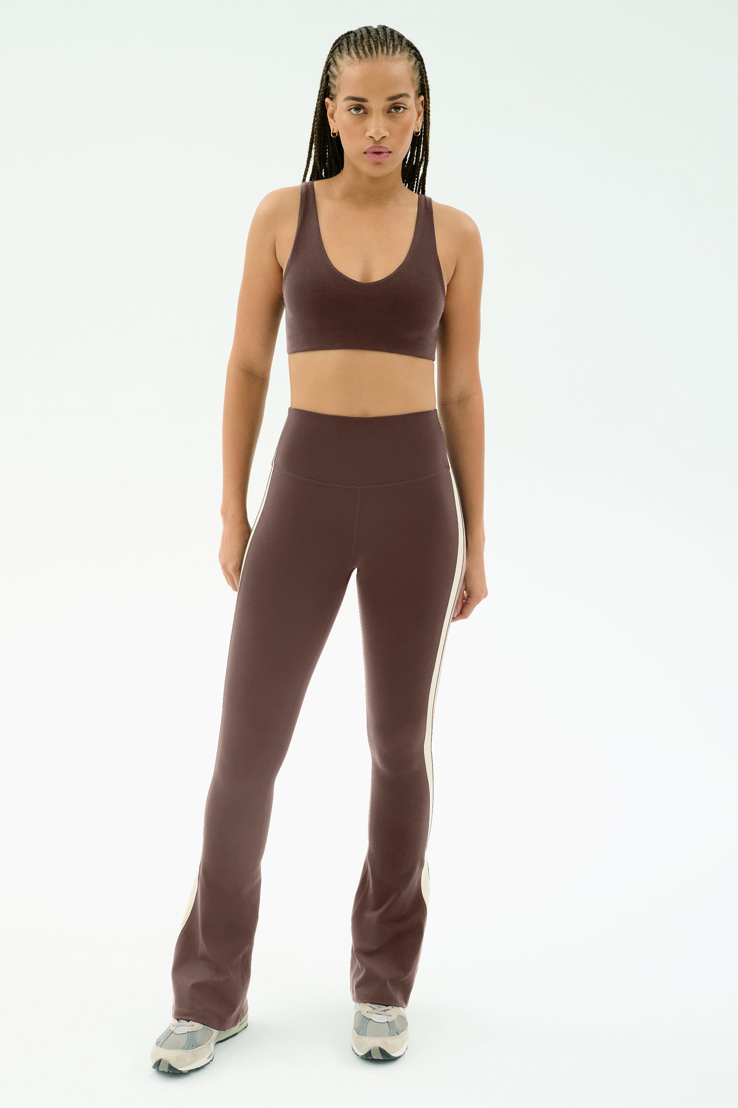 Raquel High Waist Flared Legging - Dark Chocolate/Creme