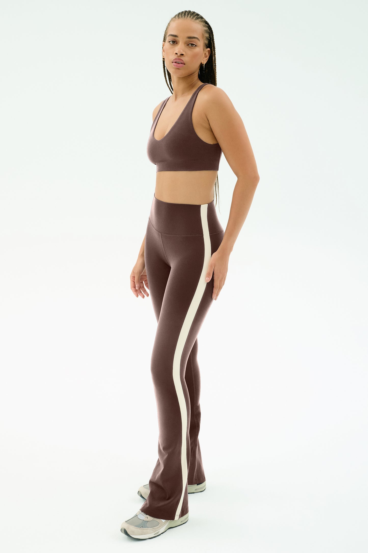 Raquel High Waist Flared Legging - Dark Chocolate/Creme