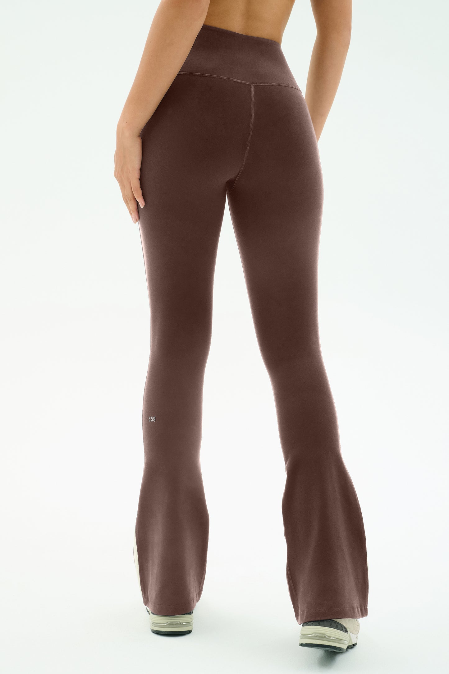 Raquel High Waist Flared Legging - Dark Chocolate/Creme