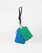 The SPLITS59 MZW x Splits59 Metro Key Pouch Wristlet features two quilted pouches, green and blue, attached to a black strap with clasp, shown against a plain white background.
