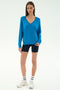 Bennie Fleece V Neck Sweatshirt - Stone Blue