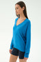 Bennie Fleece V Neck Sweatshirt - Stone Blue