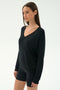 Bennie Fleece V Neck Sweatshirt - Black