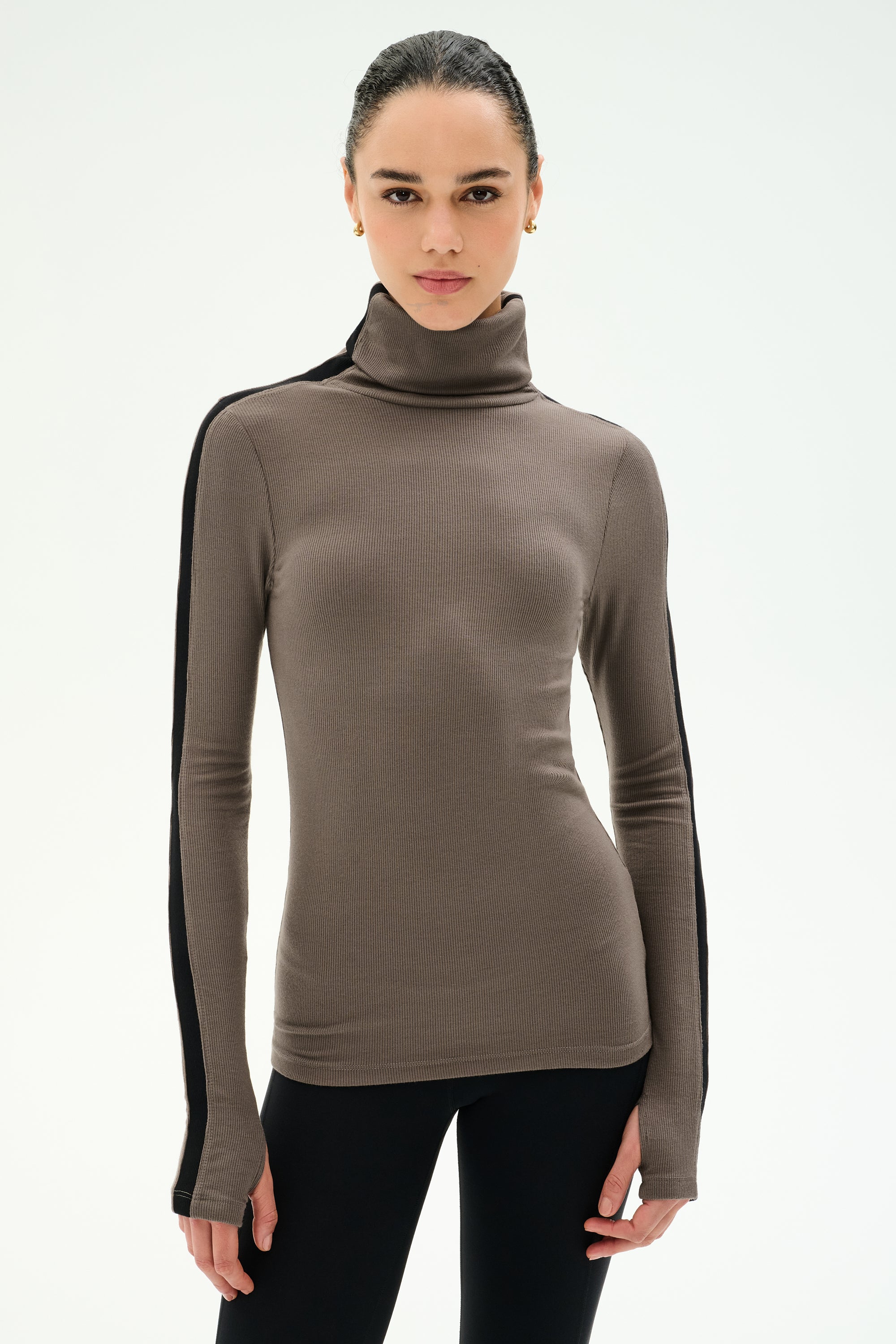Jackson Rib Full Length Turtleneck - Lentil/Black – SPLITS59