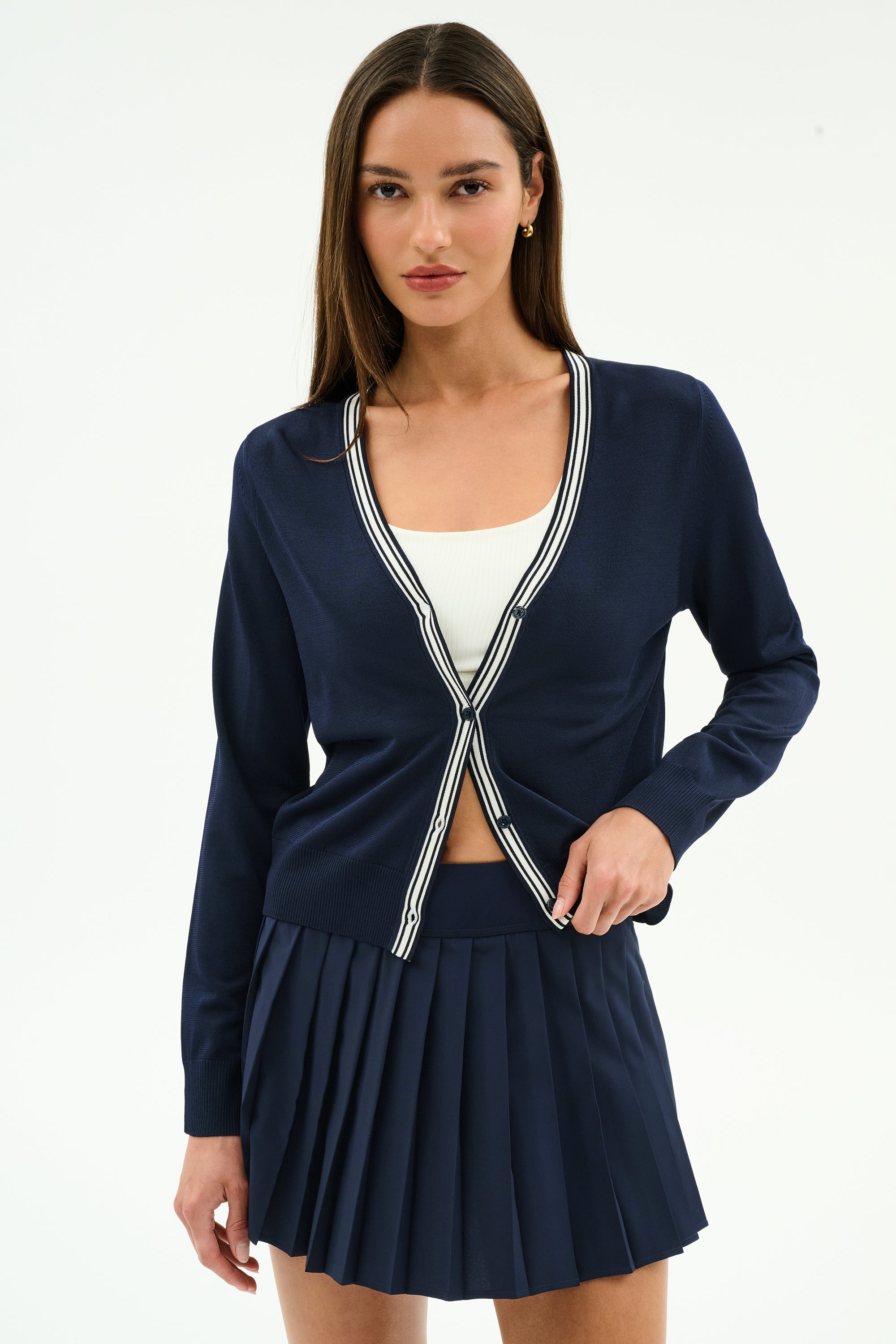 Bekah Knit Cardigan - Indigo/White – SPLITS59
