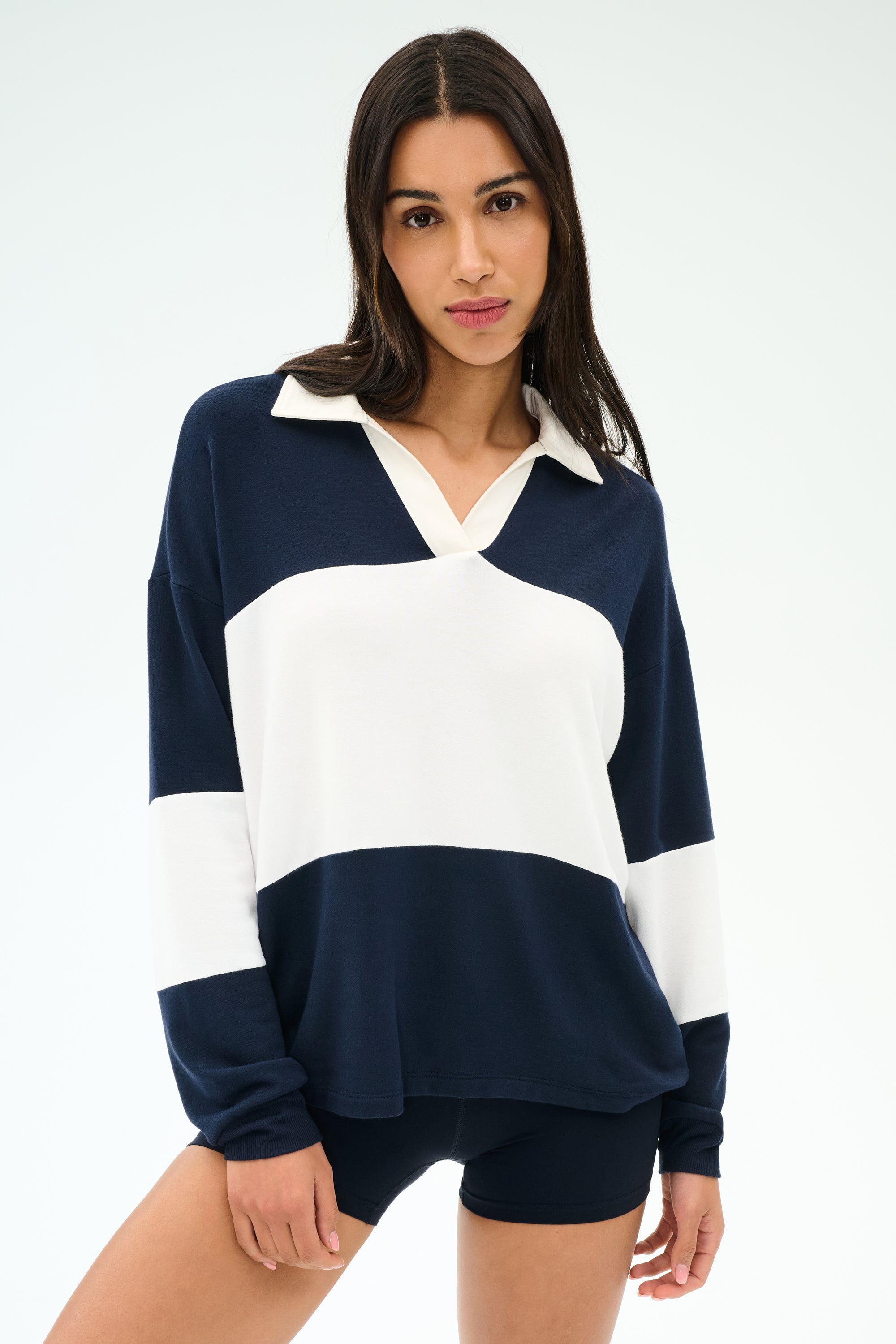 Katie Fleece Rugby - Indigo/White – SPLITS59