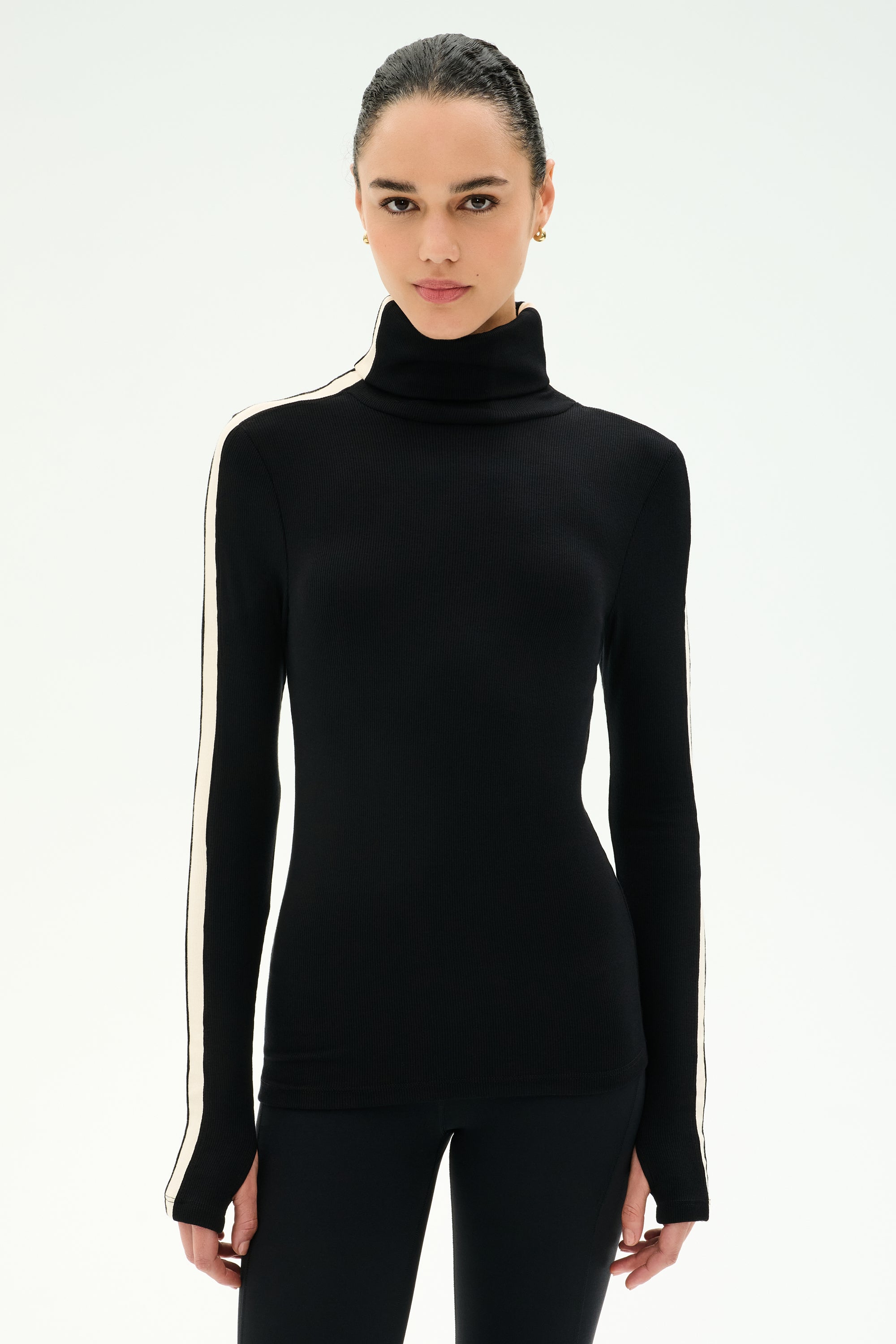 Jackson Rib Full Length Turtleneck - Black/Creme – SPLITS59