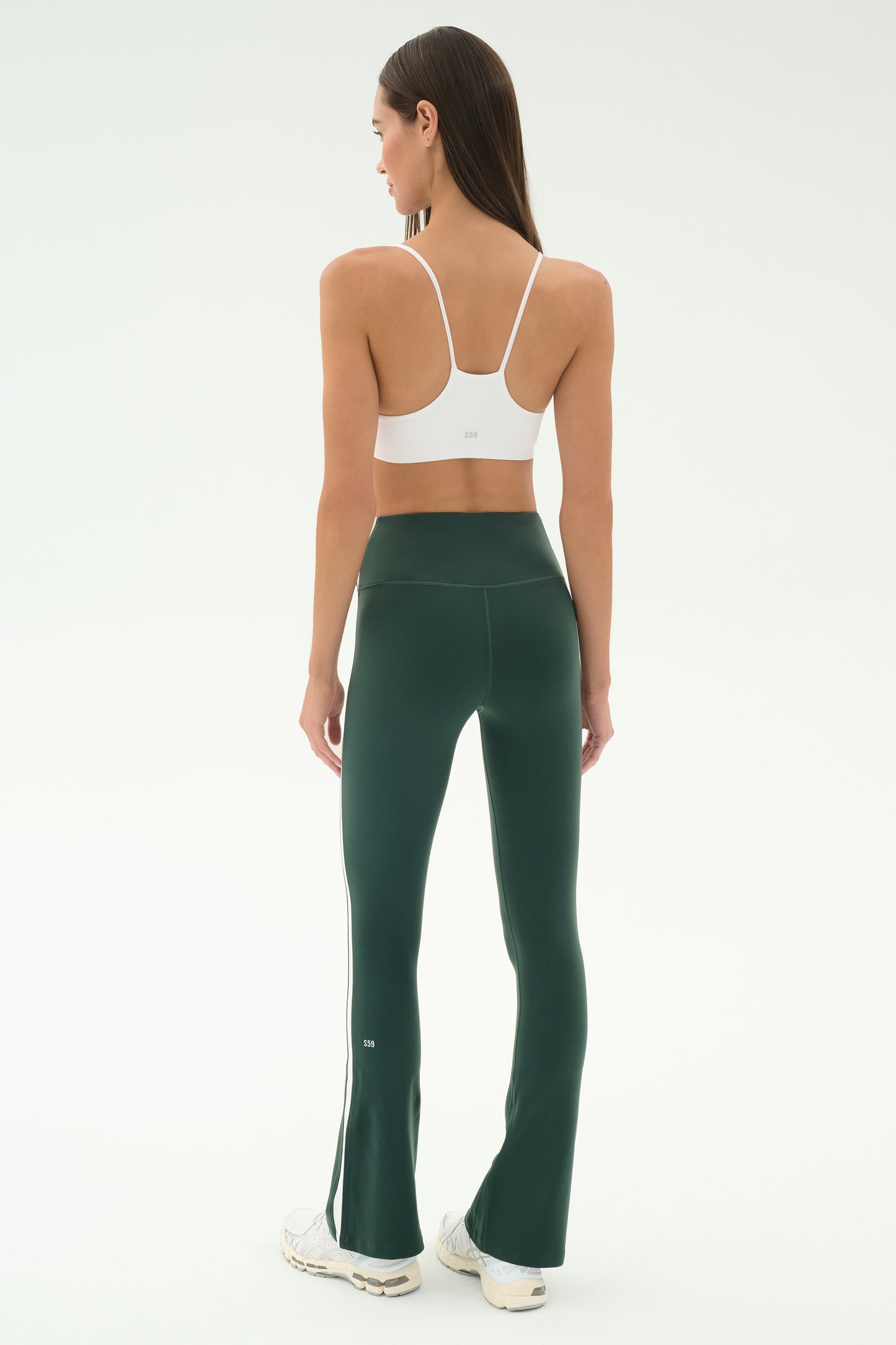 Raquel High Waist Flared Legging - Military/White