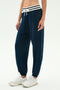 Andie Oversized Fleece Sweatpant W/ Stripe - Indigo