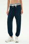 Andie Oversized Fleece Sweatpant W/ Stripe - Indigo