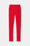 The SPLITS59 Airweight High Waist Legging in Pirate Red features soft Airweight fabric and a full-length fit, ideal for hot yoga. Shown laid flat on a white background.