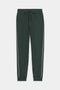 SPLITS59 Airweight Jogger 7/8 with Piping features dark green fabric, white side piping, elastic cuffs and waistband, plus a drawstring.