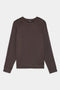 The SPLITS59 Andie Oversized Fleece Sweatshirt in Dark Chocolate features a long-sleeve crewneck design, crafted from stretch modal fabric and shown laid flat on a white background.