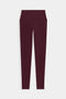 SPLITS59 Clare High Waist Rigor 7/8 leggings in Dark Cherry/Creme feature white side stripes and a high-rise fit, perfect for gym workouts. Shown laid flat against a white background.
