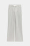 Front flat view of light gray high rise wide leg relaxed fit sweatpant with side pockets and white drawstring