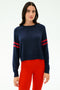 Brooks Stripe Fleece Sweatshirt - Indigo/Lotus Red