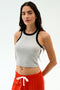 Kiki Rib Crop Tank - Heather Grey/Black