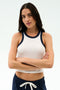 Kiki Rib Crop Tank - White/Indigo