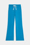 The SPLITS59 Raven Fleece Full Length Sweatpant in Stone Blue features a relaxed fit, ultra-luxe fleece fabric, white drawstring waist, and side pockets, shown laid flat on a white background.