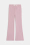 The SPLITS59 Blaire Rib Pant features a light pink, wide-leg knit design with an elastic waistband and white drawstring, shown laid flat on a plain white background.