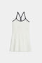 A sleeveless white nylon top with black trim on a plain background, reminiscent of the Simona Airweight Tank Dress - White/Indigo by SPLITS59.
