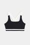 A stylish SPLITS59 Miles Rigor Bra - Black/White designed for workouts, offering exceptional support.