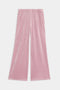 SPLITS59 Joy Velour Pant in pink, wide-leg style, displayed flat on a white background.