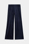 SPLITS59 Joy Velour Pant in navy blue, wide-leg style, shown laid flat on a white background.