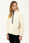 The SPLITS59 Libby Sherpa Half Zip - Creme/Black women's fleece pullover is cozy and stylish.