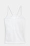 A SPLITS59 Loren Seamless Waist Length Tank - White with a shelf bra on a white background, perfect for gym workouts.