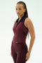 Austin Airweight Crop Polo - Dark Cherry/Indigo