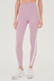 A woman's Miles High Waist Rigor 7/8 leggings in Blush and White, perfect for yoga by SPLITS59.
