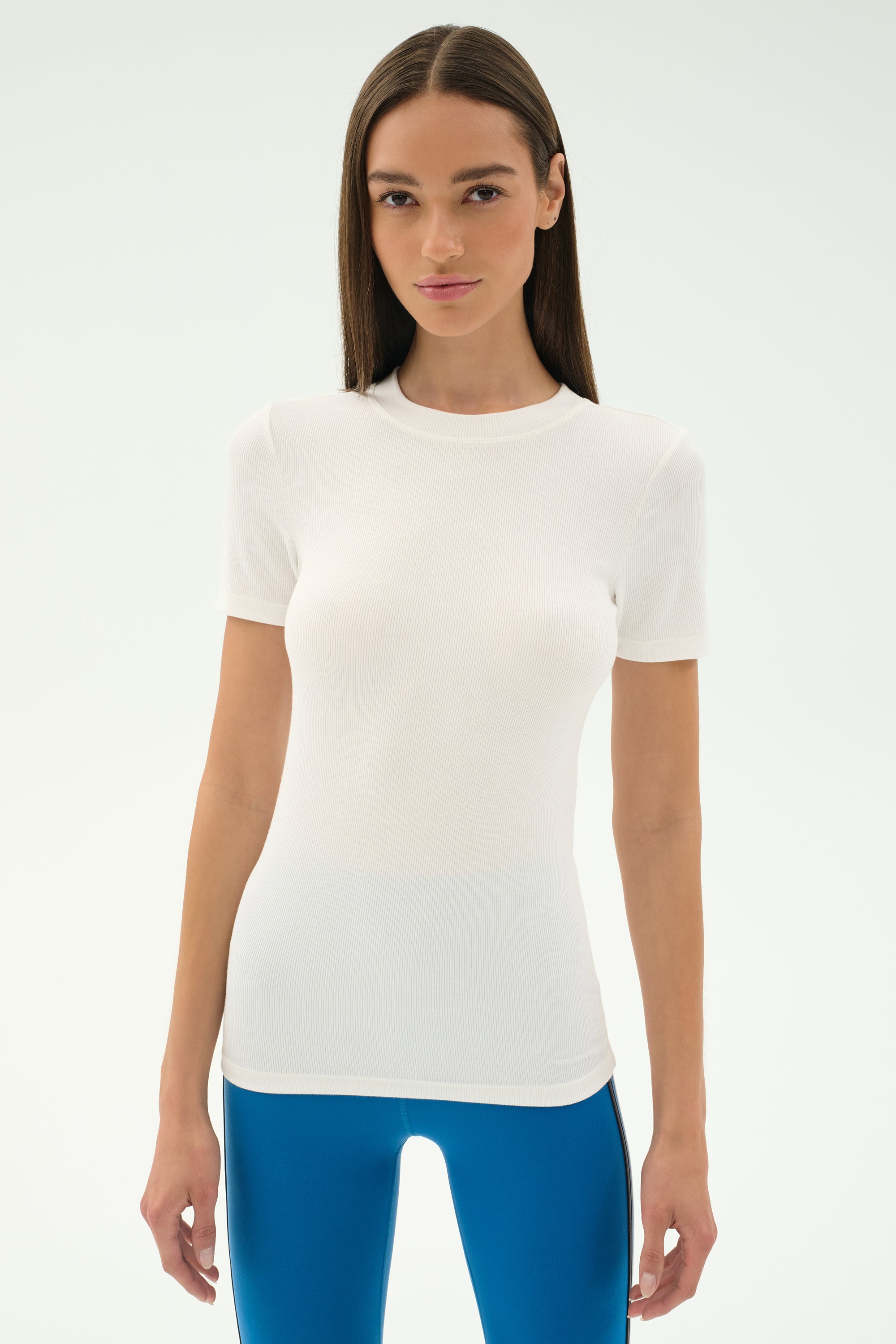 Louise Rib Short Sleeve - White