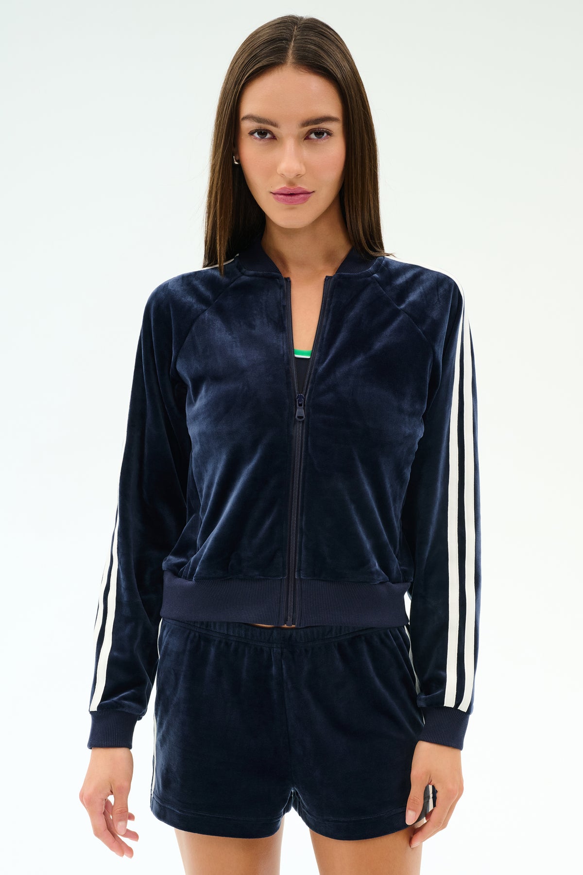 Heritage Velour Bomber Indigo White