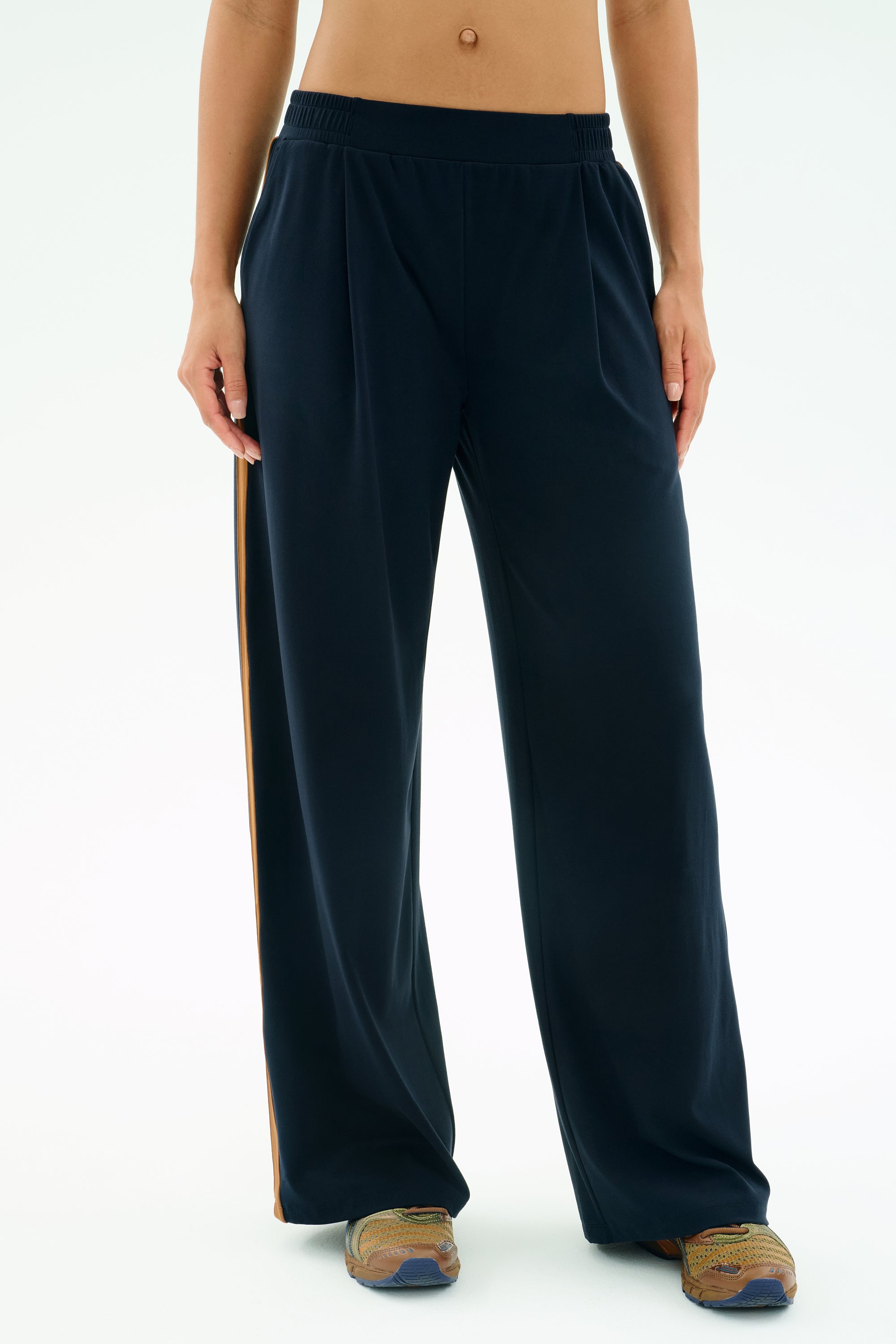 Luca Airweight Trouser with Stripe - Indigo/Honey