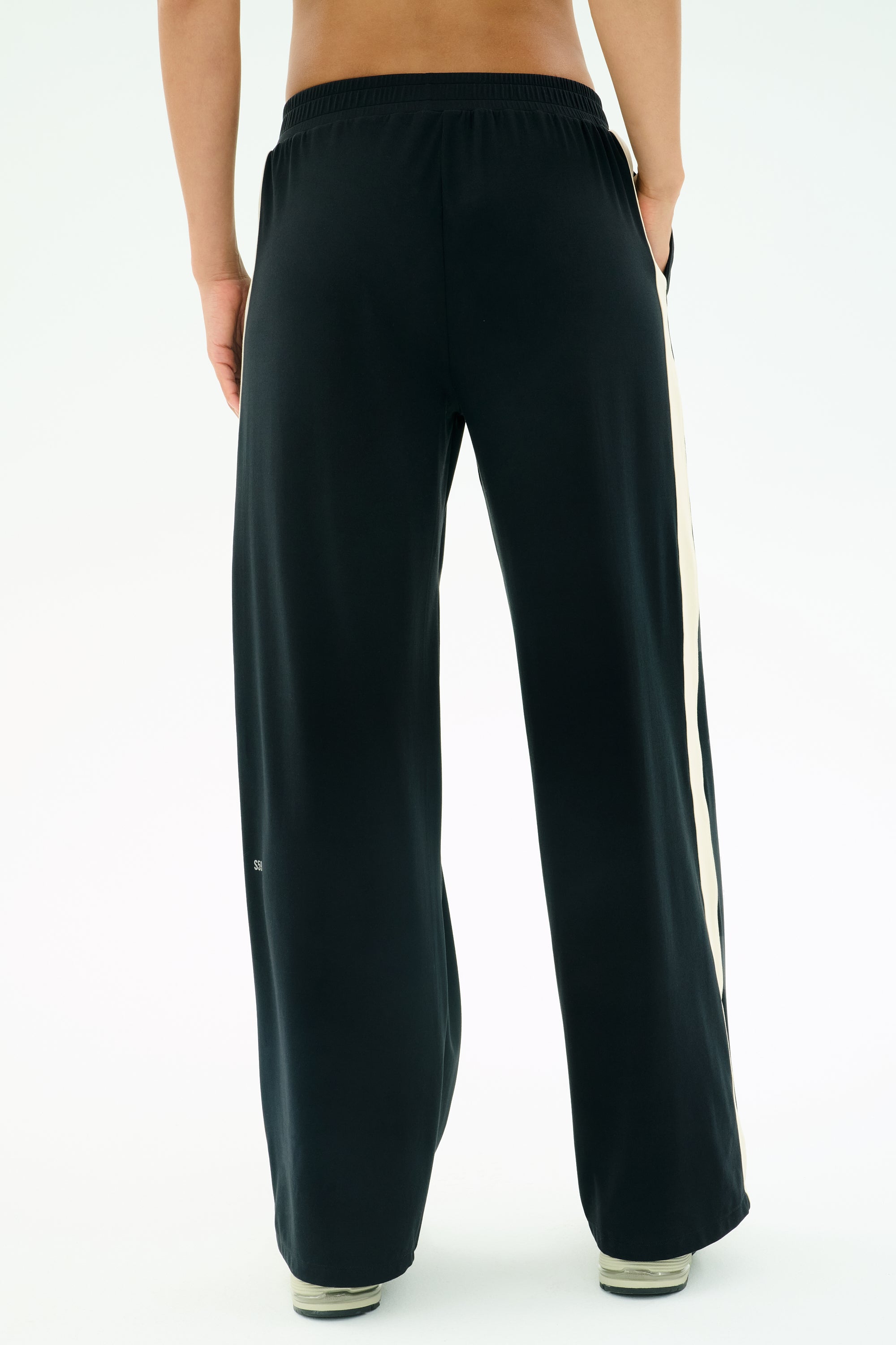 Luca Airweight Trouser with Stripe - Black/White