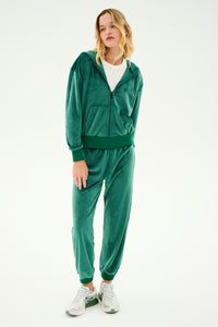 Rhys Velour Zip Up Hoodie - Latte