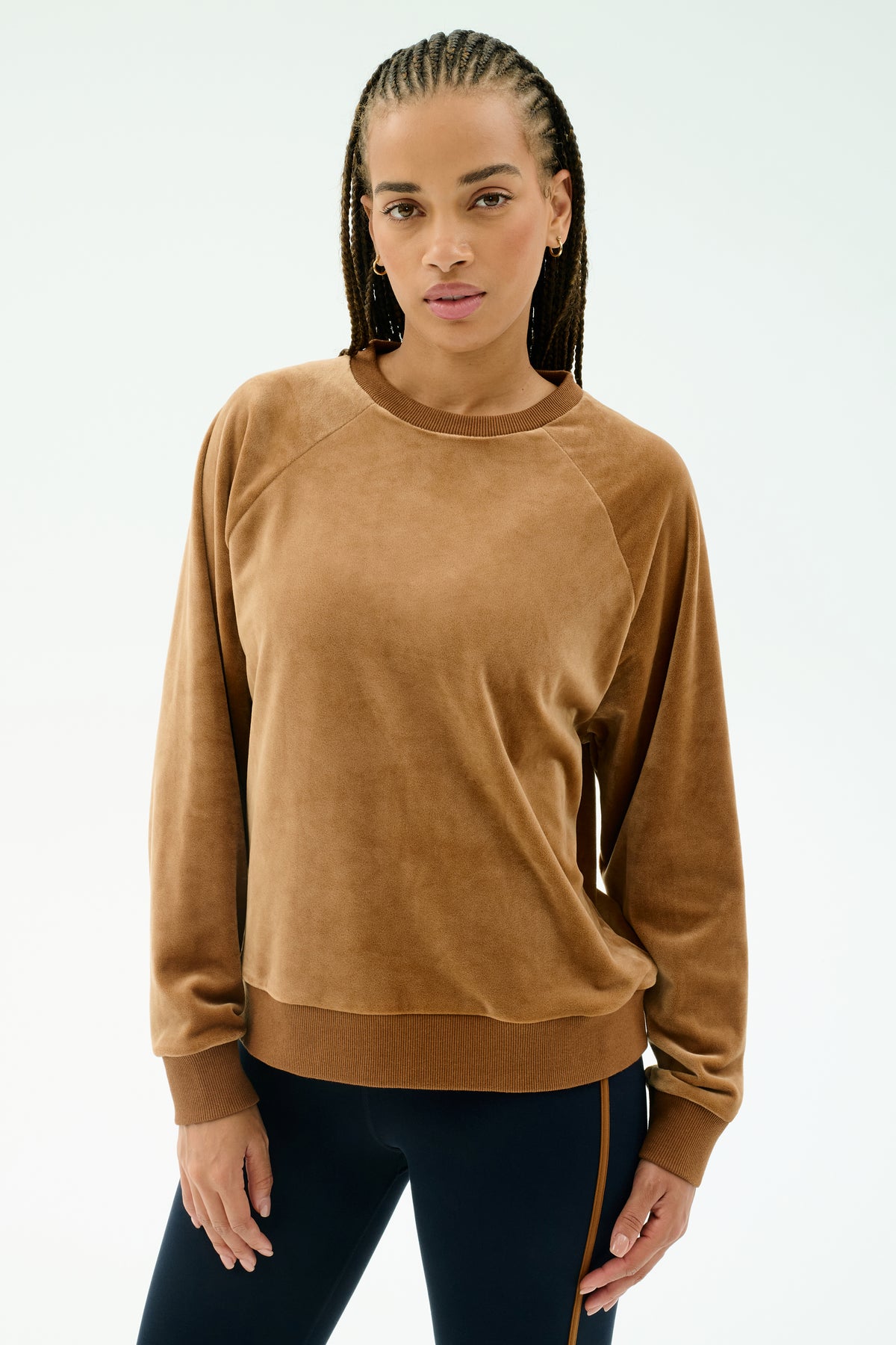 Joy Velour Crewneck - Honey