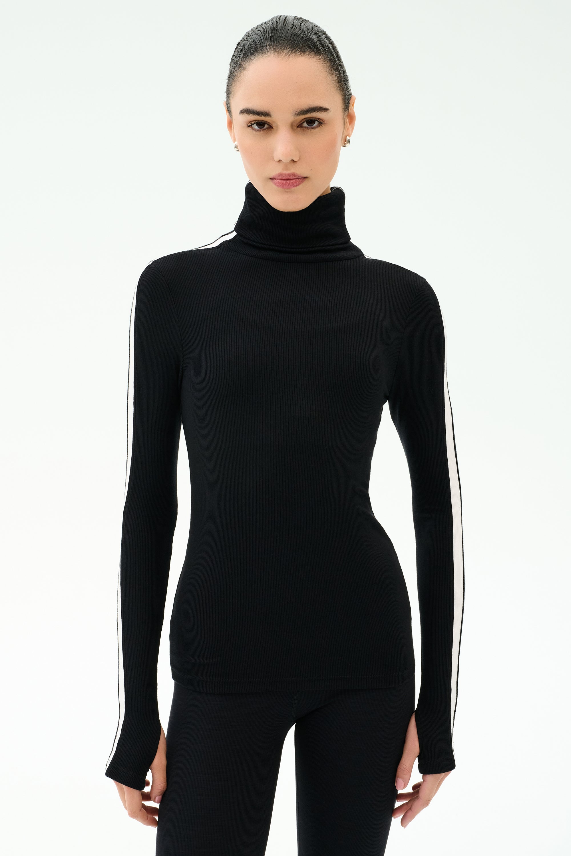 Jackson Rib Full Length Turtleneck - Black/White – SPLITS59