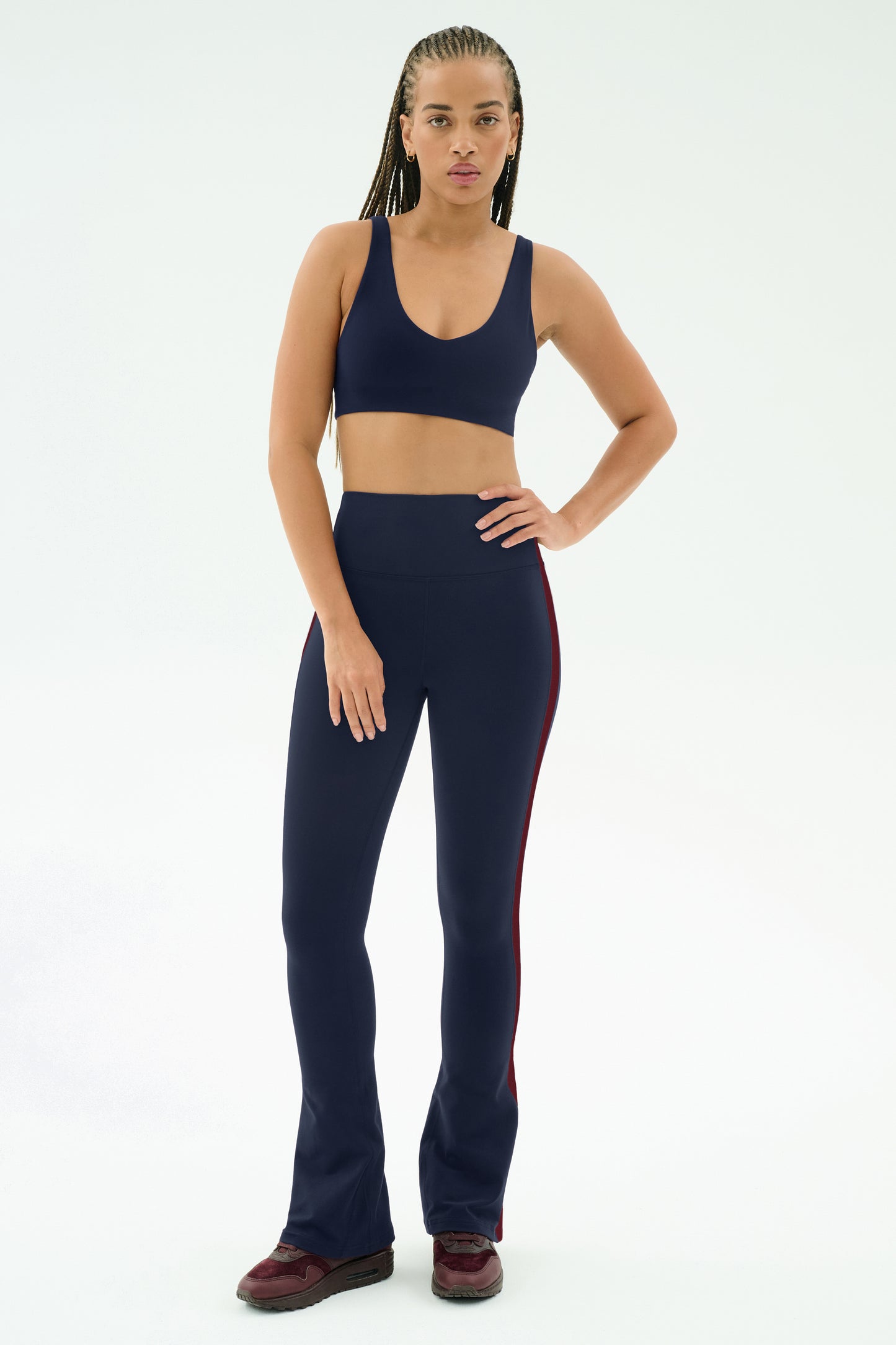 Raquel High Waist Flared Legging - Indigo/Dark Cherry