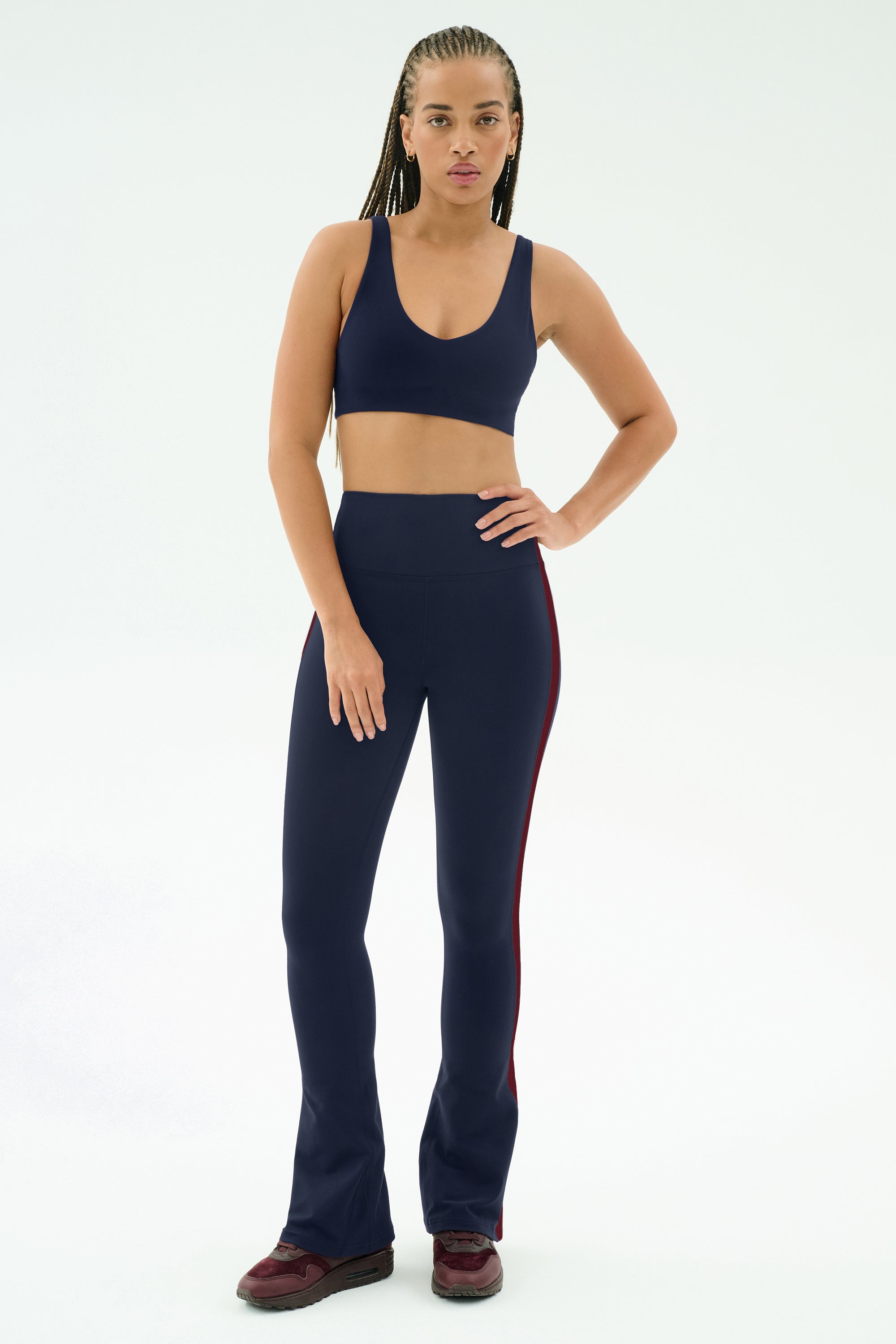 Raquel High Waist Flared Legging - Indigo/Dark Cherry
