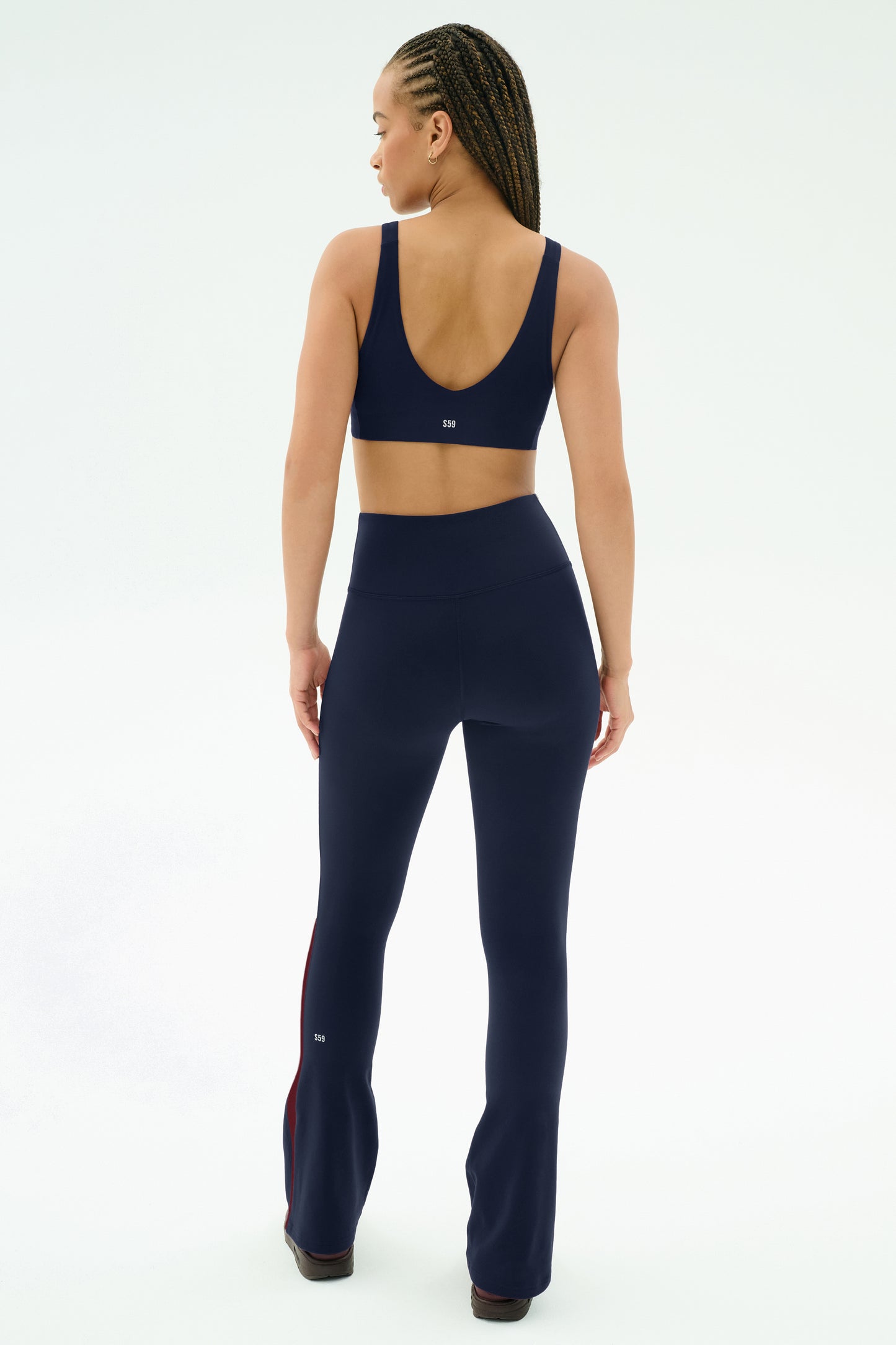 Raquel High Waist Flared Legging - Indigo/Dark Cherry